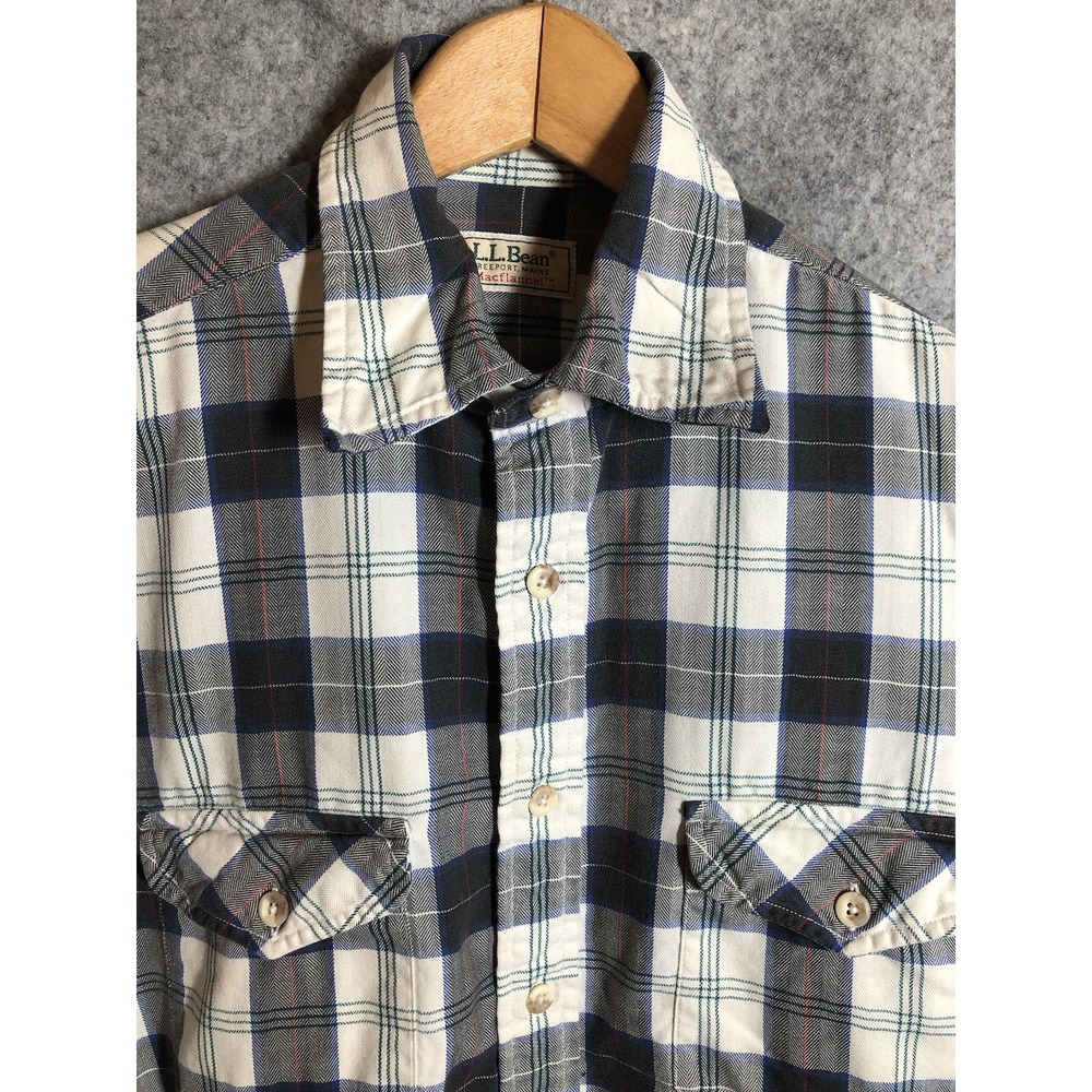 Vintage L.L.Bean Shirt Medium Plaid McFlannel Hike Camp Outdoors Made in USA